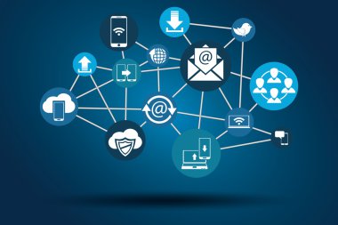 Graphic Vector Network Communication blue