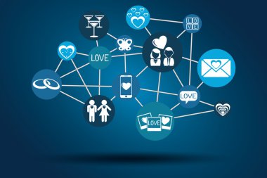 Graphic Vector Network Love blue