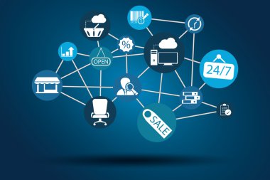 Graphic Vector Network Work, Internet, Web and Business blue