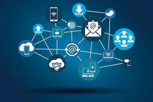 Graphic Vector Network Communication blue