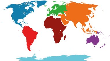 Grafik vektör dünya harita illüstrasyon renkli