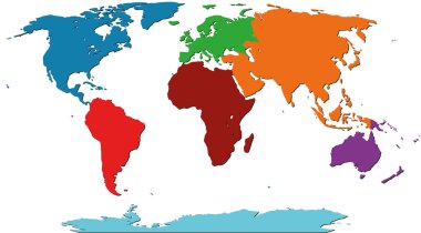 Grafik vektör dünya harita illüstrasyon renkli