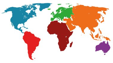 Grafik vektör dünya harita illüstrasyon renkli