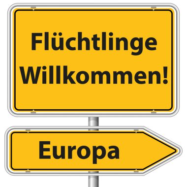 İllüstrasyon vektör grafik yol işareti mülteciler Europe