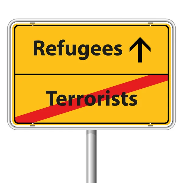 Illustration Vector Graphic Road Sign Refugees — Stock Vector