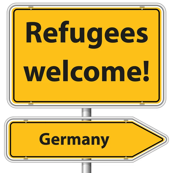 Illustration Vector Graphic Road Sign Refugees Germany — Stock Vector