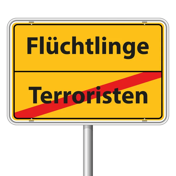 Illustration Vektor Grafik Verkehrszeichen Flüchtlinge — Stockvektor