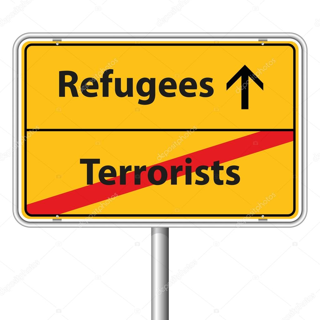 Illustration Vector Graphic Road Sign Refugees