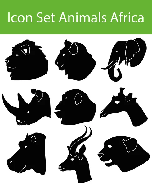 Icona Set Animali Africa — Vettoriale Stock
