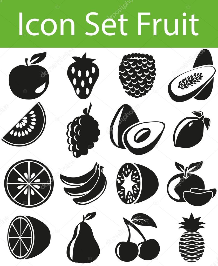Icon Set Fruit with 16 icons for the creative use in graphic design