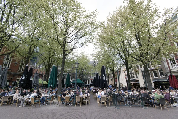Het Leidseplein is een plein in het centrum van Amsterdam — Stockfoto