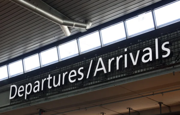 Departure arrivel sign at schiphol airport amsterdam — Stock Photo, Image