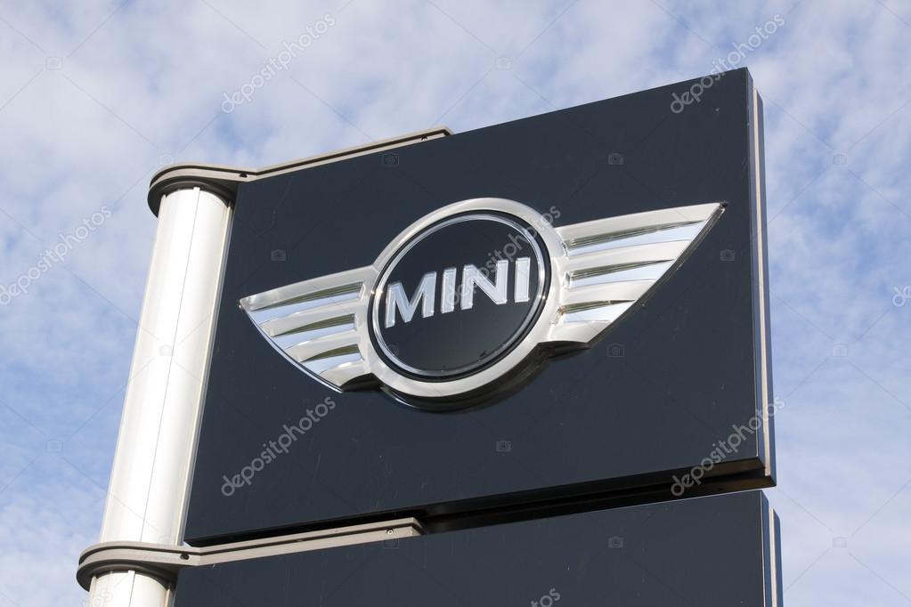 Amsterdam, Netherlands-october 27, 2015: MINI is a car manufacturer, part of the German BMW. this column is located in Amsterdam