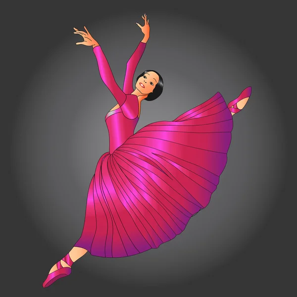 Bailarina en vestido rojo — Vector de stock
