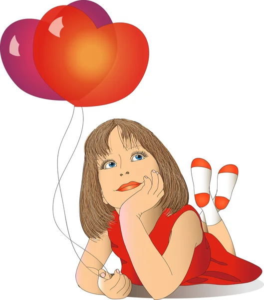 Dívka s balónky — Stockový vektor