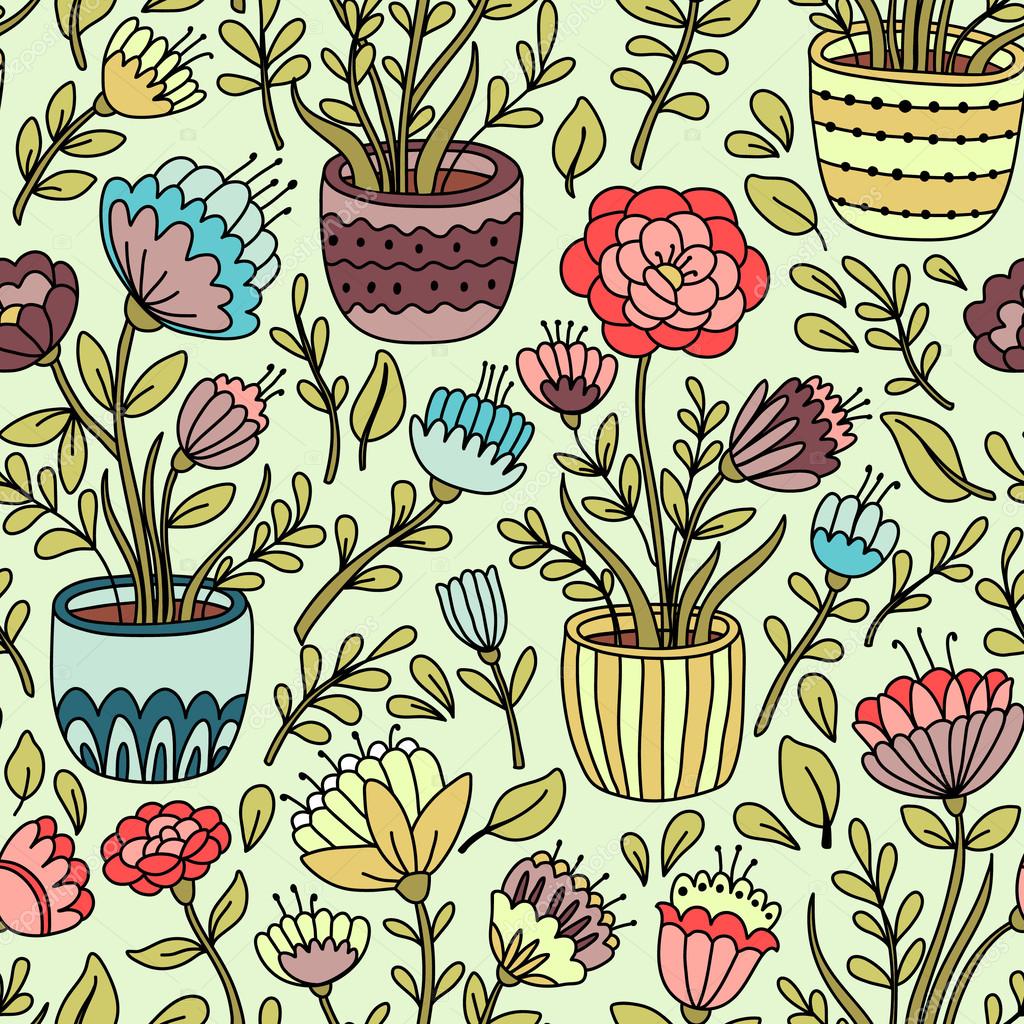 Modèle Sans Couture Avec Pot De Fleur Image Vectorielle