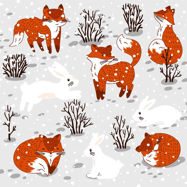 かわいい動物のようなシームレスなパターン ベクトルの図 冬の森の狐で ストックベクター C Maria Galybina かわいい動物のようなシームレスなパターン ベクトルの図 冬の森の狐で ストックベクター C Maria Galybina