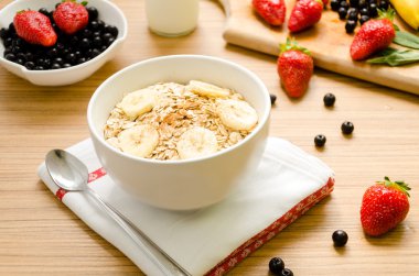 Healthy breakfast with bowl of cereals