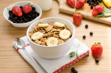 Healthy breakfast with bowl of cereals