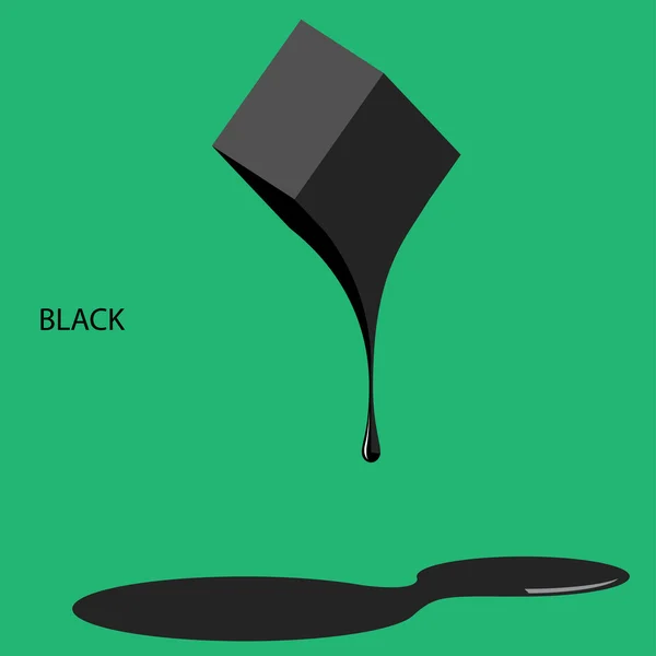 Cat hitam pada latar belakang hijau - Stok Vektor