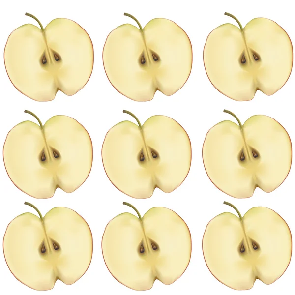 Äpplen i ett avsnitt på vit bakgrund — Stock vektor