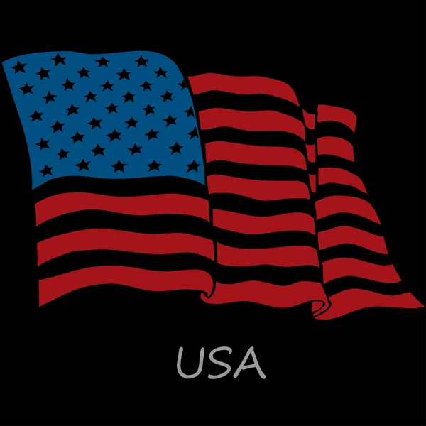 美国在黑色背景上的旗子 — 图库矢量图片