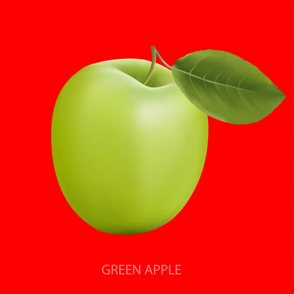 Groene appel op een rode achtergrond — Stockvector