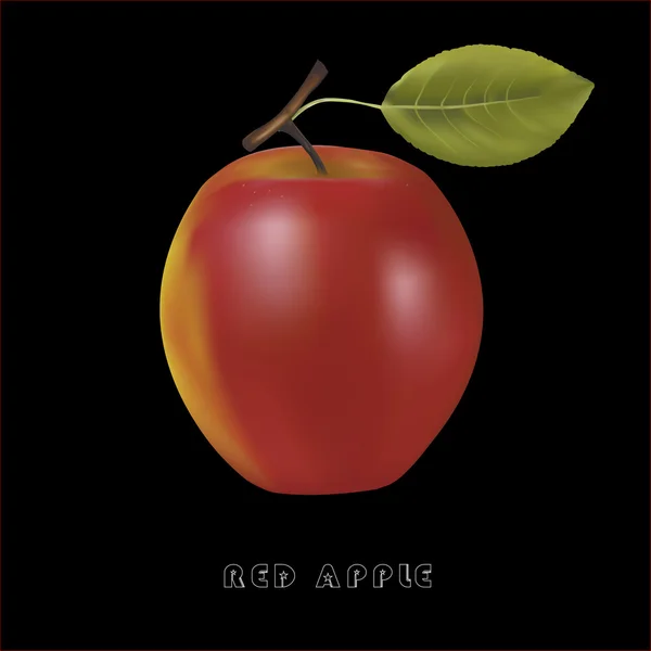 Rött äpple på en svart bakgrund — Stock vektor