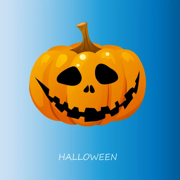 Calabaza de Halloween sobre un fondo azul — Vector de stock