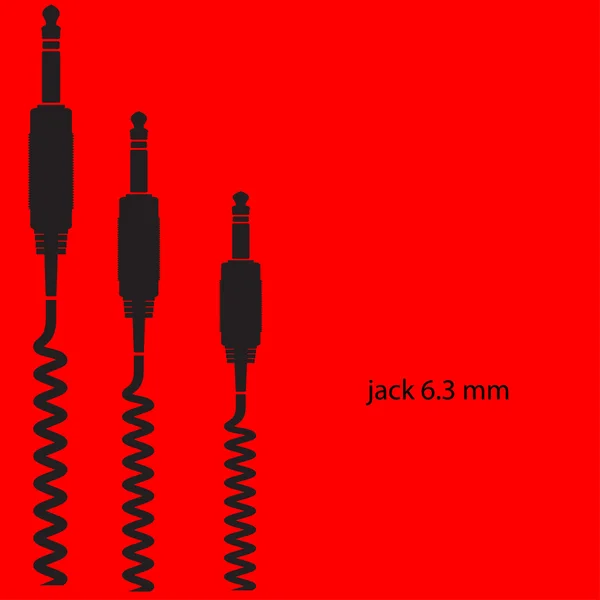 Jack van een kabel op rode achtergrond — Stockvector