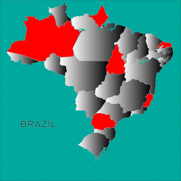 Brazil outline map on blue background — Stock Vector