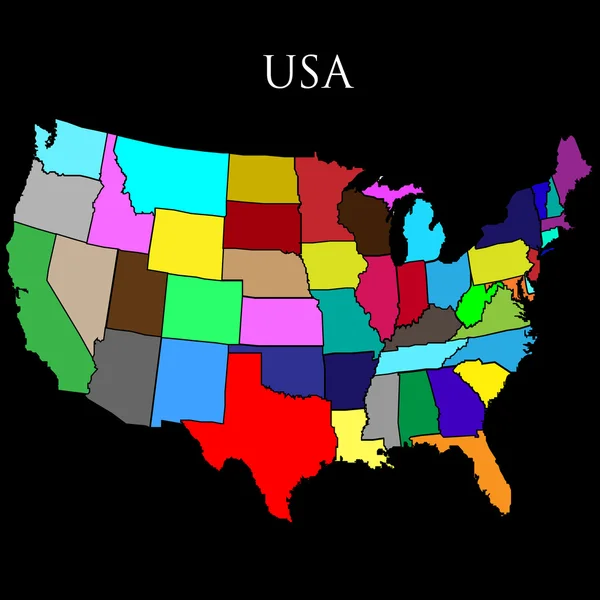 Карта США на черном фоне — стоковый вектор
