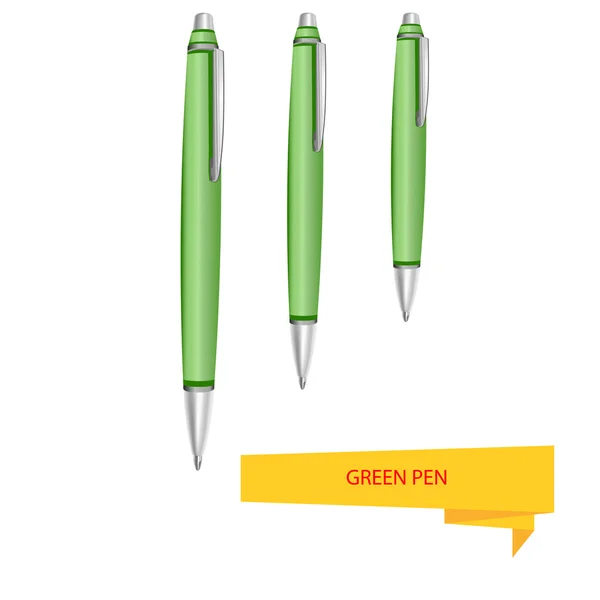 Drie groene pen — Stockvector