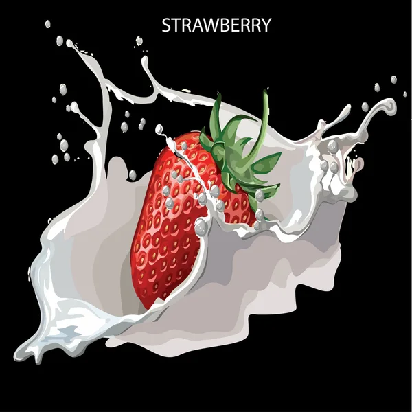 Juicy strawberries on a black — Stock Vector