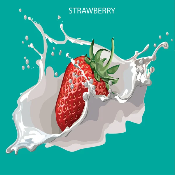 Juicy strawberry on a blue — Stock Vector