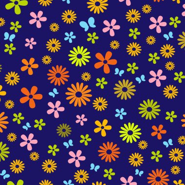 Mavi bahar çiçekli desen