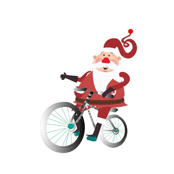 Noel Baba bir bisiklet ile — Stok Vektör