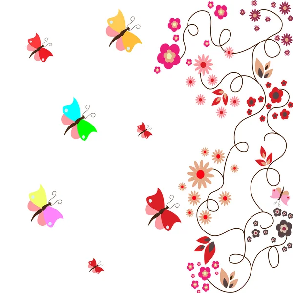蝶と花のカード — ストックベクタ