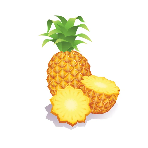 Ananas juteux sur un blanc — Image vectorielle