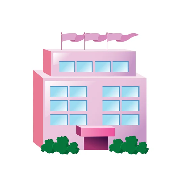 Pictogram groot roze gebouw — Stockvector