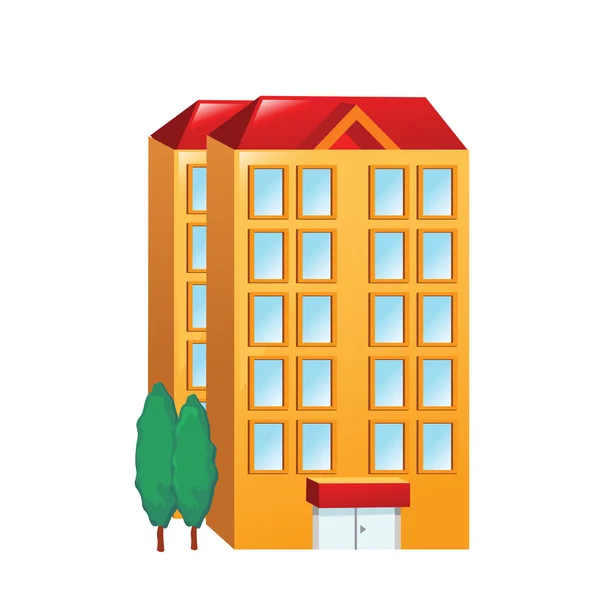 Pictogram groot oranje gebouw — Stockvector