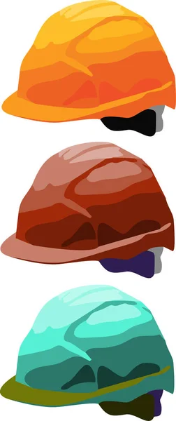 Casco Construcción Tres Colores Sobre Fondo Blanco — Vector de stock