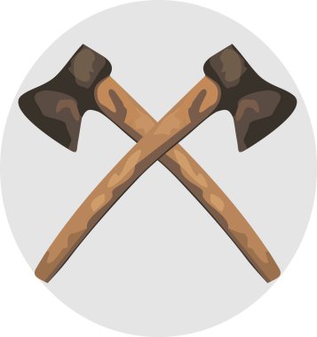 İki ahşap eksen, vektör illüstrasyonu