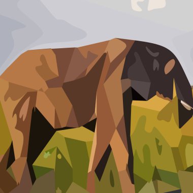 Afrika fili, hayvan tasarımı, vektör çizimi