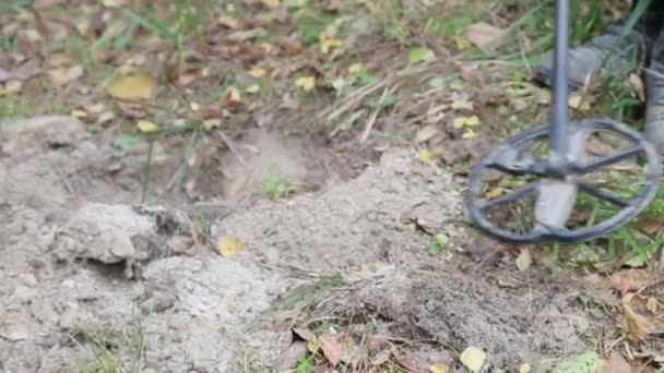 Búsqueda de tesoros, excavación de terreno — Vídeos de Stock