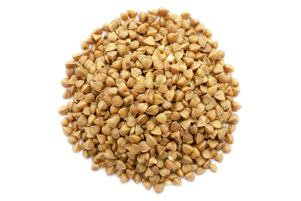 Pile Buckwheat Seeds Isolated White Background Top View Buckwheat Seeds — Stock Photo, Image