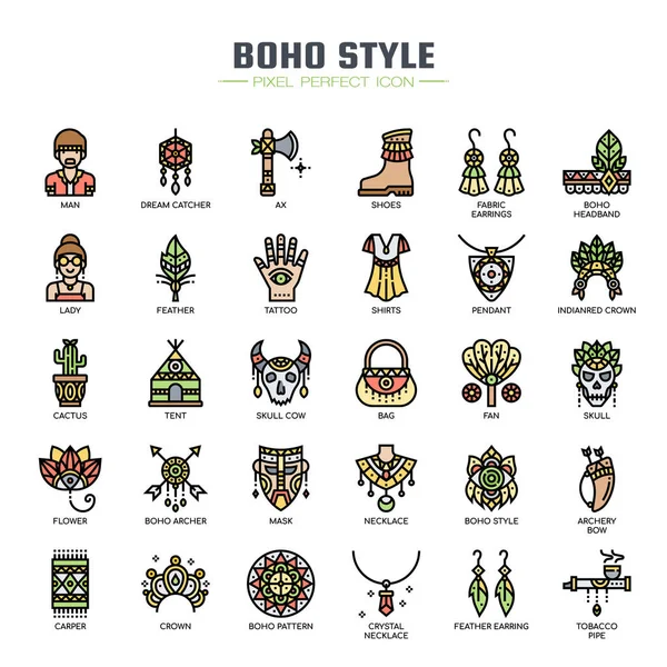 Boho Style Thin Line Pixel Perfect Icons Royalty Free Stock Illustrations