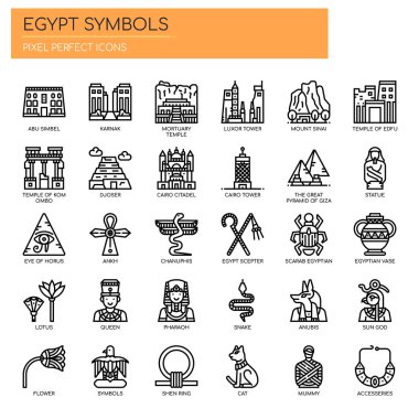 Egypt Symbols , Thin Line and Pixel Perfect Icons vector Egypt Symbols , Thin Line and Pixel Perfect Icons vector
