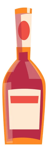 Original bottle for alcoholic drink, liquor, whiskey or champagne wine isolated cartoon vector illustration