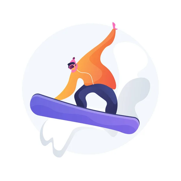 Boarding abstract concept vector illustration. Winter sport, outdoor activity, snowboard helmet and goggles, mountain holiday, extreme sports, alpine ski, freestyle rider, snow abstract metaphor.